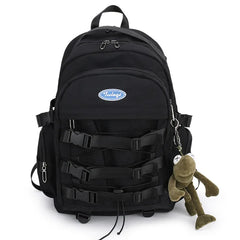 Nylon Backpack Large Capacity Solid Mesh Travel Laptop Bag