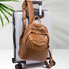 Oil Skin Backpack Girls Four Seasons Backpack Women's Bag Light Retro
