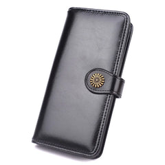 Oil Wax Leather Long Wallet Large Capacity Lightweight