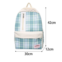 Plaid Nylon Backpack Large Capacity School Bag Female Anti Theft Bookbag Soft