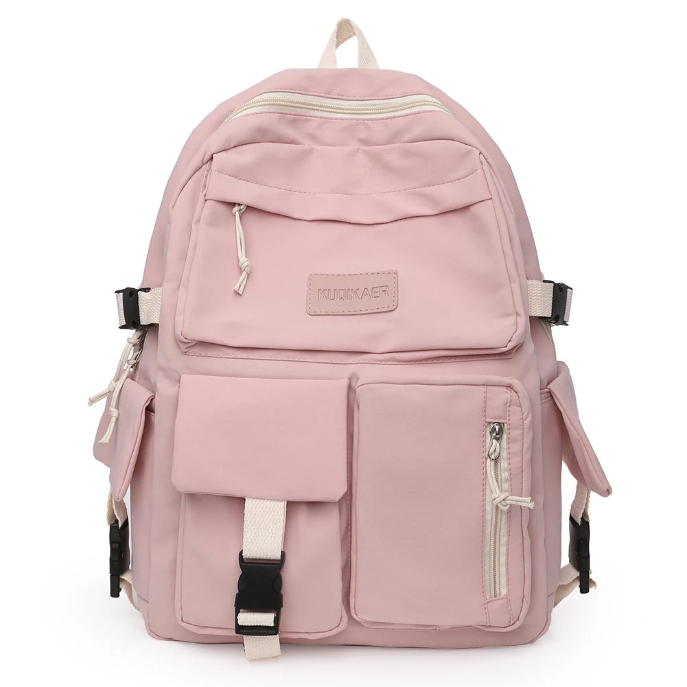 Preppy Style Canvas Backpack Women Contrast Harajuku Backpacks Students School