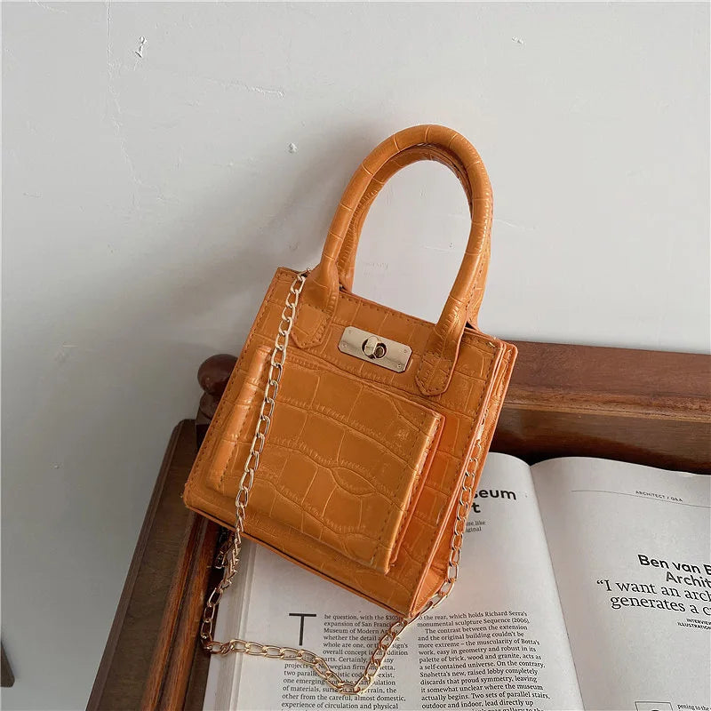 Crocodile Pattern Crossbody Handbag Retro Style Shoulder Bag for Ladies