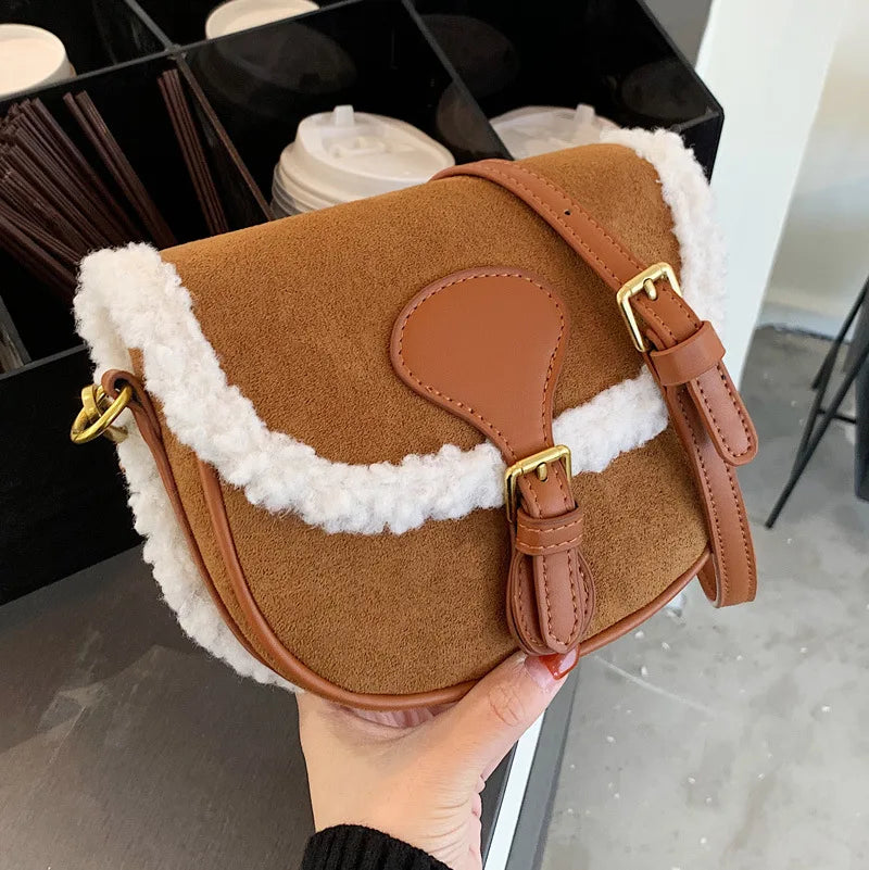 Plush One Shoulder Underarm Bag Autumn Winter Retro Messenger Bag
