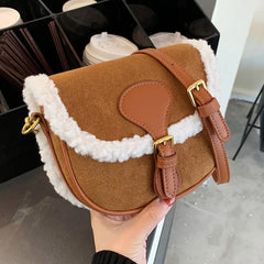 Plush One Shoulder Underarm Bag Autumn Winter Retro Messenger Bag