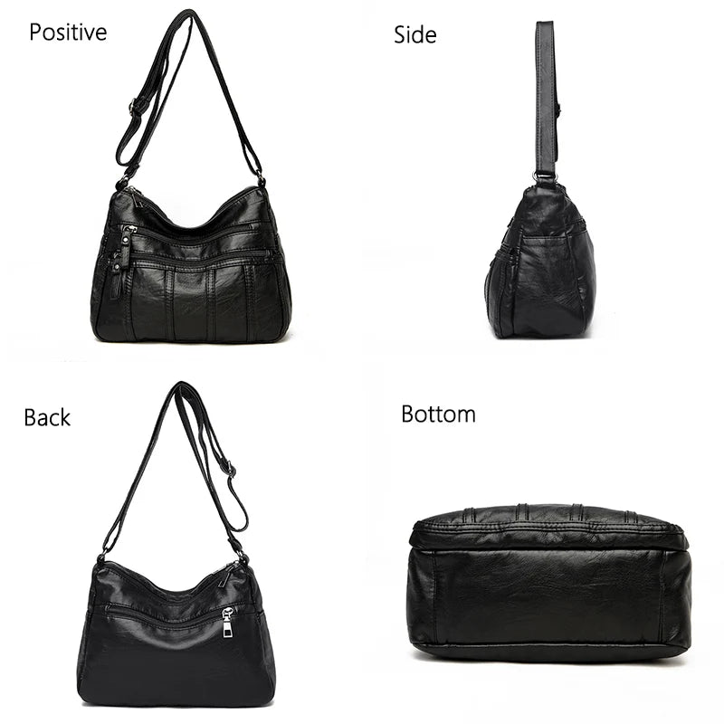 Retro Soft Leather Ladies Shoulder Packet Handbag