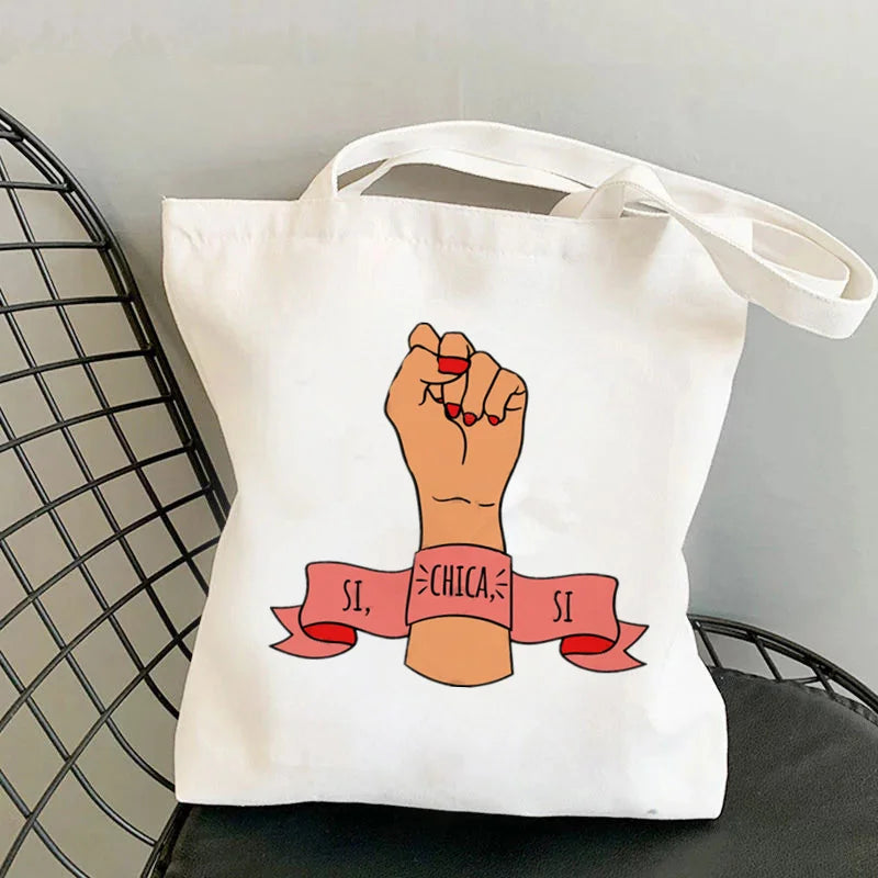 GIRL POWER Printed Tote Bag - Harajuku Shopper Handbag
