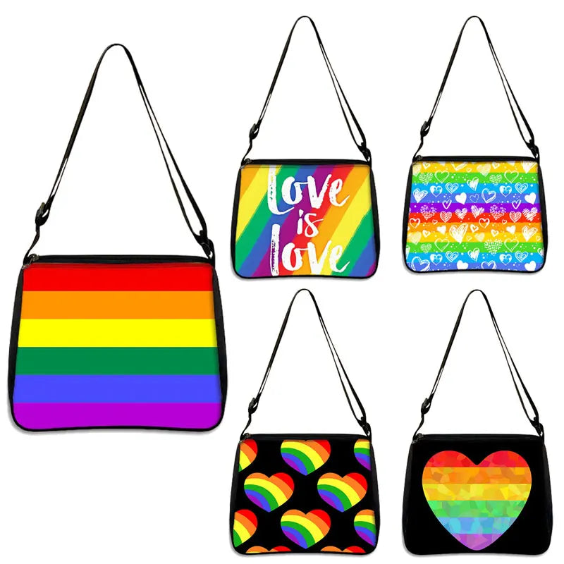 Rainbow Flag Printed Tote Bag Harajuku Shopper Handbag Lady Canvas Bag