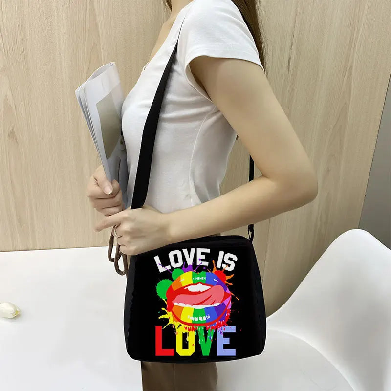 Rainbow Flag Printed Tote Bag Harajuku Shopper Handbag Lady Canvas Bag