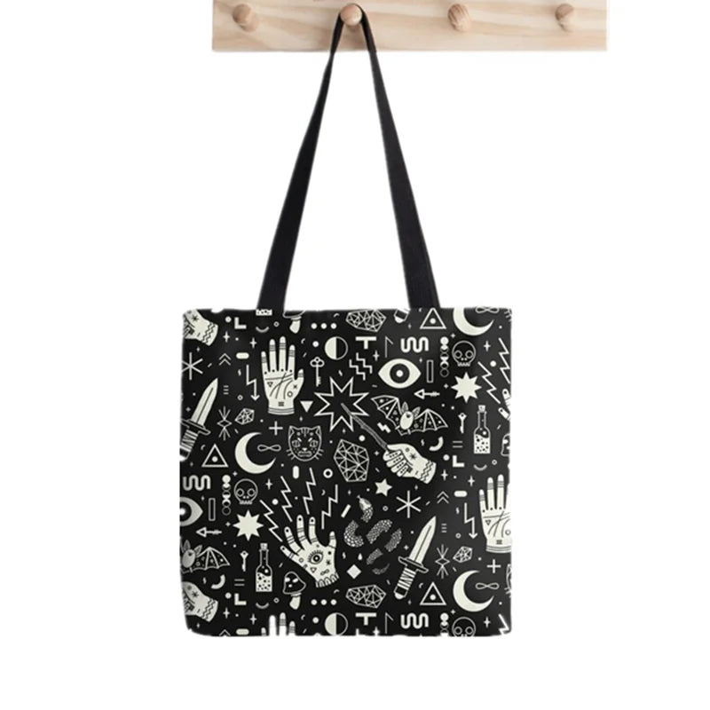 WITCH PATTERN Tote Bag Printed Tote Bag women Harajuku shopper handbag