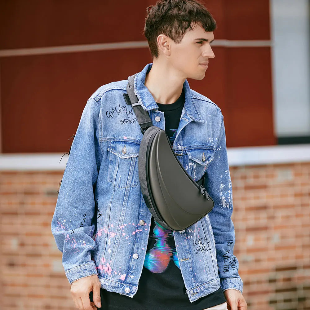 Unisex Chest Bag Waterproof PVC Laser Hard Shell Cross-Body Pack