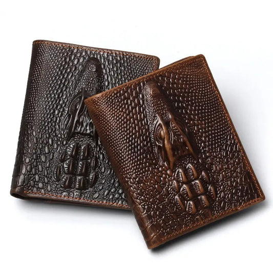 Crocodile Men's Leather Wallet Bi-Fold Money Purse Slim Walet