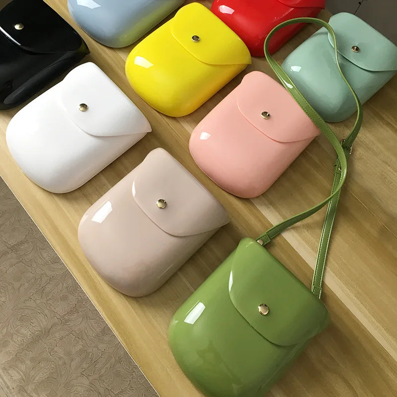 Spring PVC Handbags Women Shoulder Strap Bag For Female Glossy Hasp Phone Bag