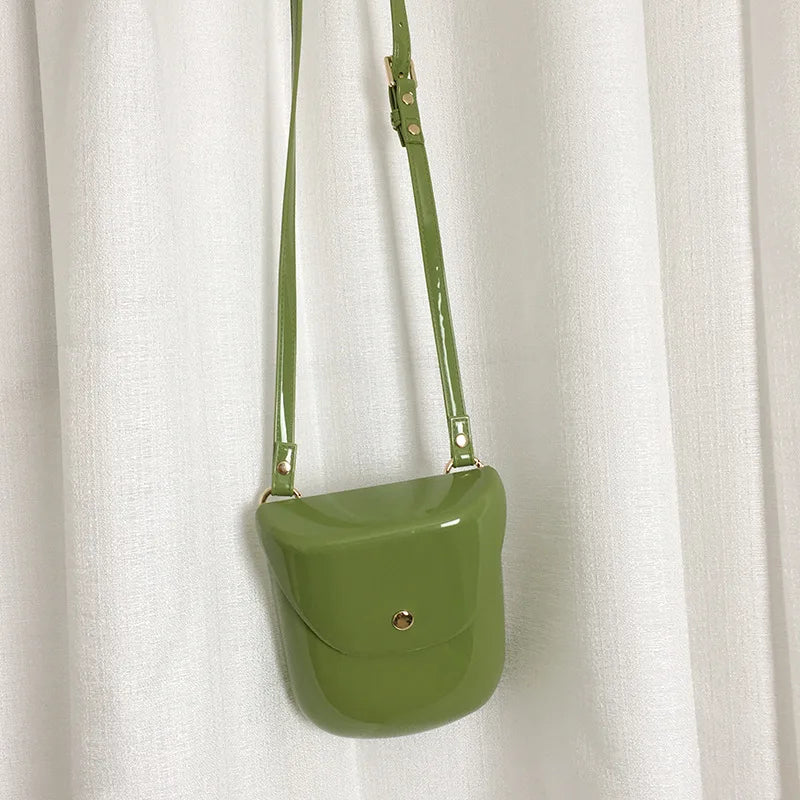 Spring PVC Handbags Women Shoulder Strap Bag For Female Glossy Hasp Phone Bag