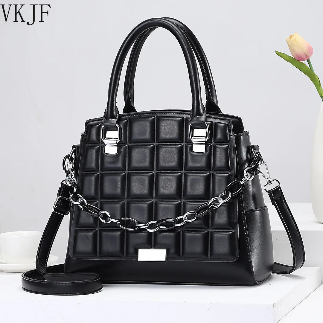 Crocodile Pattern Leather Shoulder Handbag Diagonal Cowhide Bag
