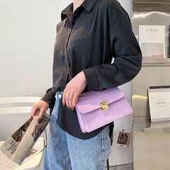 Spring Chain Style Crossbody Bag for Women PU Leather Small Square Bag