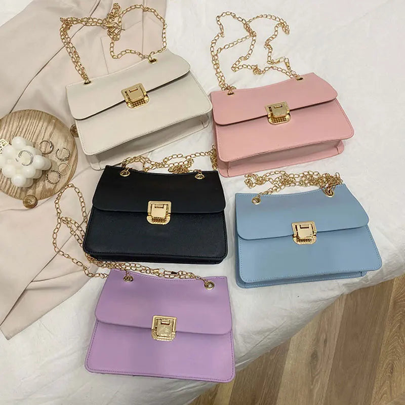 Spring Chain Style Crossbody Bag for Women PU Leather Small Square Bag