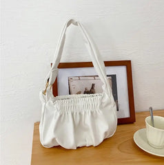 Spring Summer Cloud Ruffled Pleated Messenger Bag Soft PU