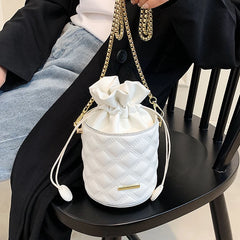 Lozenge Pattern Tote Bucket High-Quality Pu Leather Women's Handbag