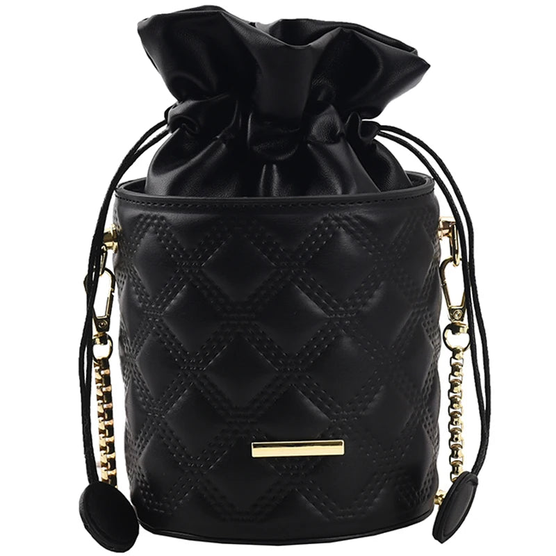 Lozenge Pattern Tote Bucket High-Quality Pu Leather Women's Handbag