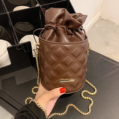 Lozenge Pattern Tote Bucket High-Quality Pu Leather Women's Handbag