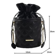 Lozenge Pattern Tote Bucket High-Quality Pu Leather Women's Handbag