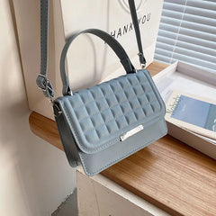 Summer Solid Square Handbags For Women High Pu Leather Shoulder Plaid Female Cro