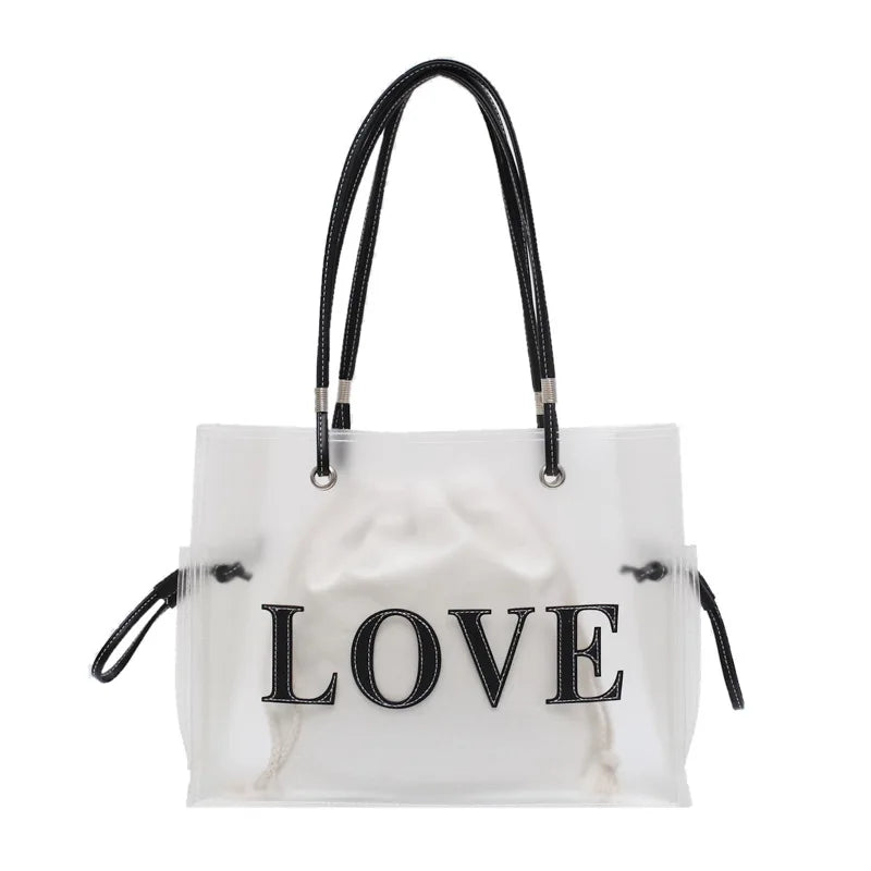 Summer Brown Transparent Female Bag PVC One-shoulder Shopping Beach Casual Bag