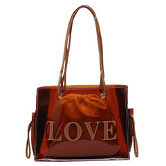 Summer Brown Transparent Female Bag PVC One-shoulder Shopping Beach Casual Bag