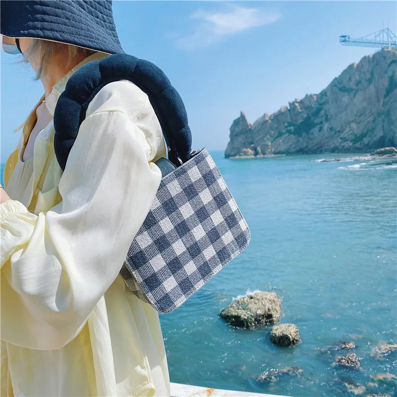 Summer Grid Children Bag Underarm Handbag