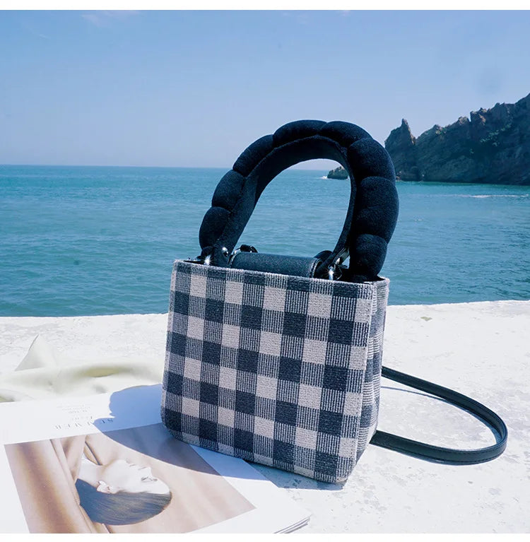 Summer Grid Children Bag Underarm Handbag