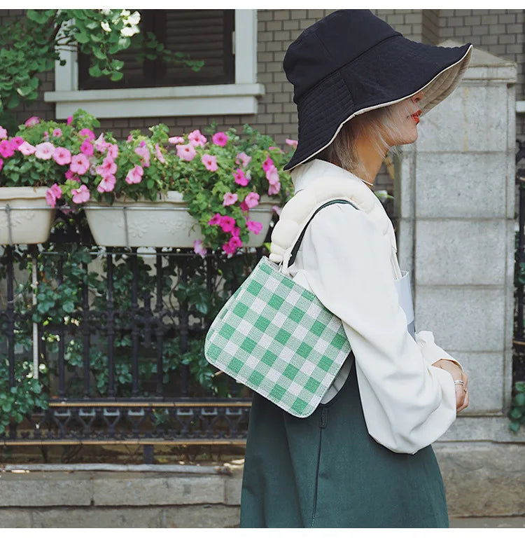 Summer Grid Children Bag Underarm Handbag