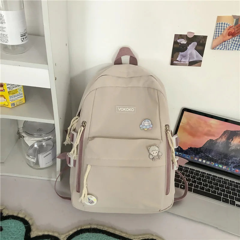 Summer Women Student Backpack Multi-Pocket Travel Rucksack Schoolbag