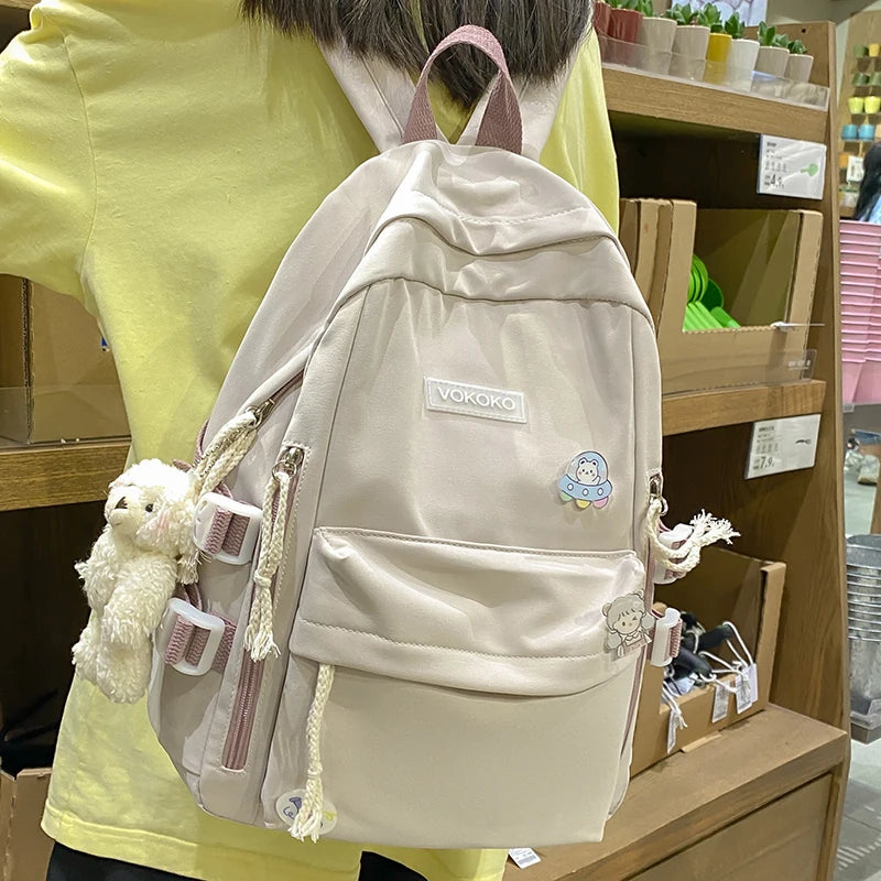 Summer Women Student Backpack Multi-Pocket Travel Rucksack Schoolbag