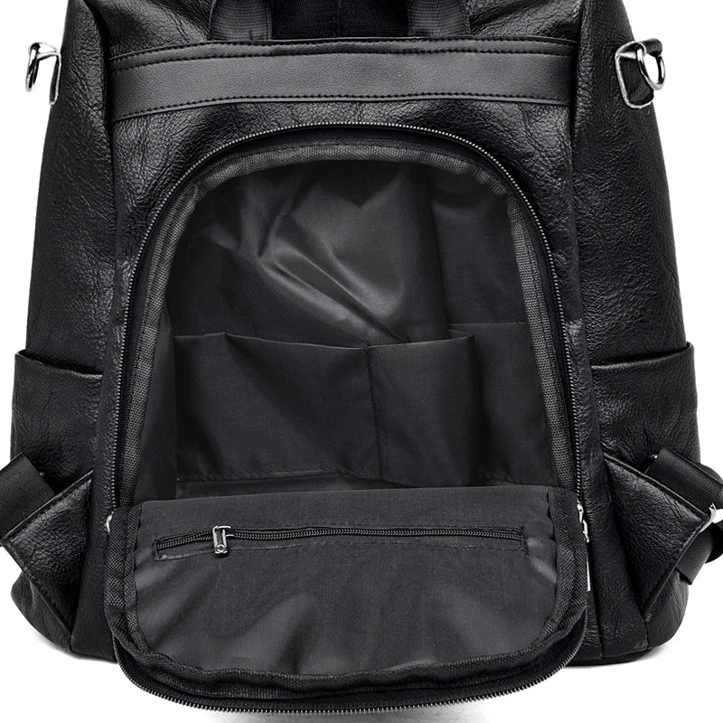 Large PU Leather Travel Backpack for Girls Women's