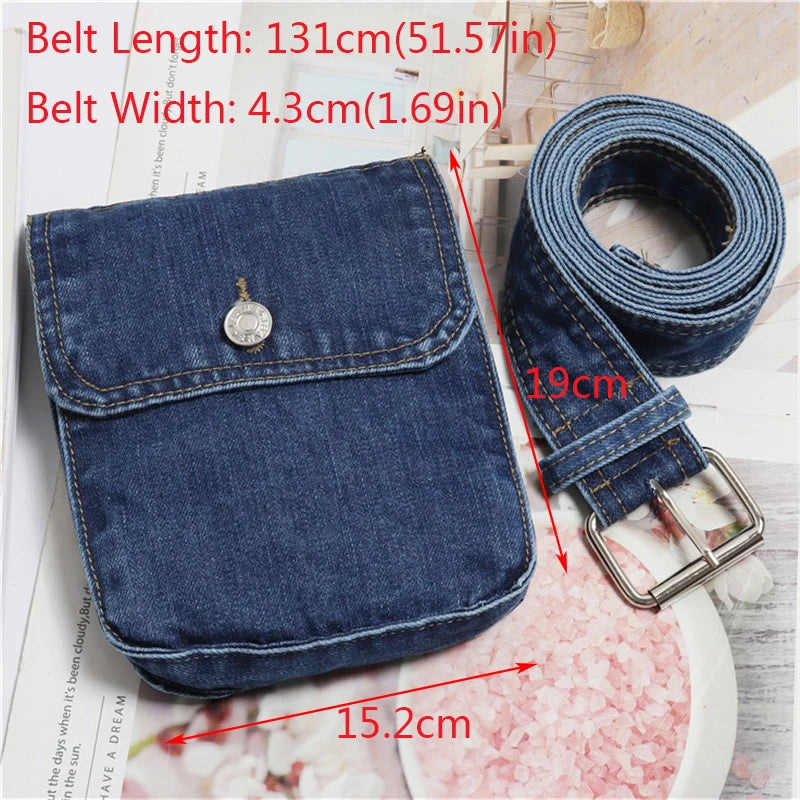 Denim Waist Bag Women Fanny Pack Adjustable Belt Female Phone Pouch Hip Pack