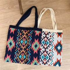 Boho Retro Pattern Crochet Tote Bag for Women