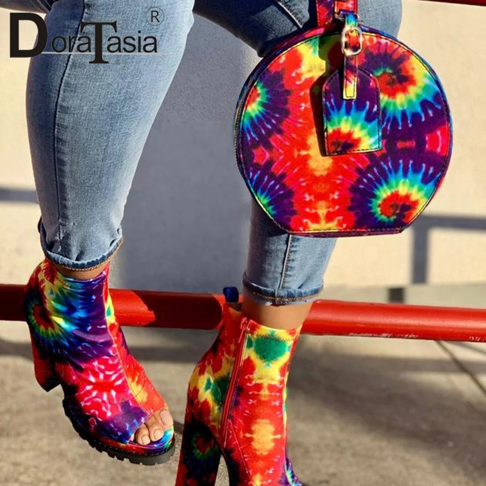 Leisure Party Multicolor Tie-dye Unique Handbags Circular Purse Package