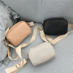 Wide Strap Mini Leather Shoulder Bag Women Messenger Bags Female Small Square Ba