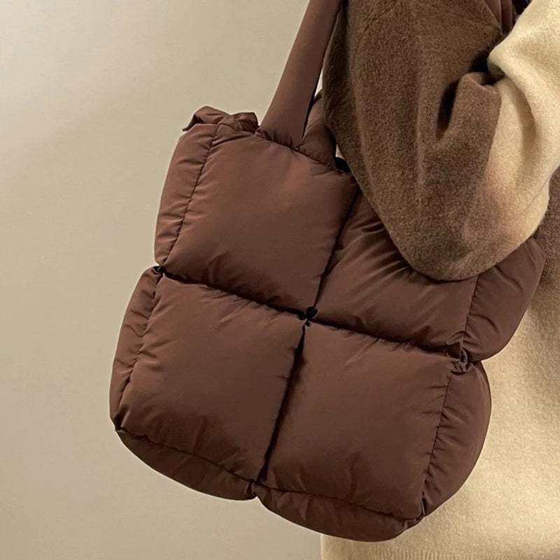 Winter Quilted Nylon Women Shoulder Bag Down Cotton Ladies Handbags