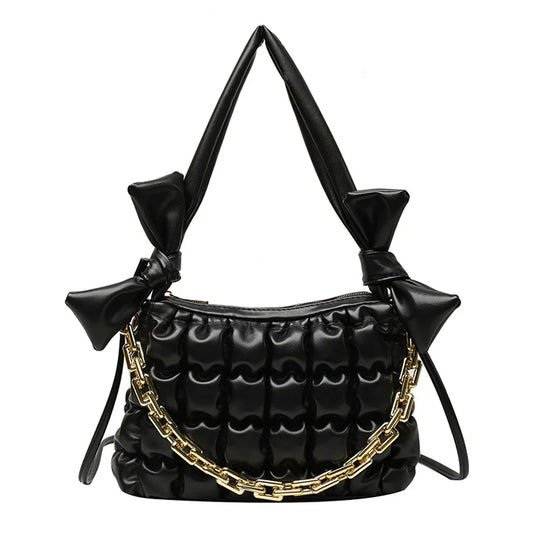 Braided Shoulder Bag for Women, Chain Crossbody Handbag, Winter Armpit Bag