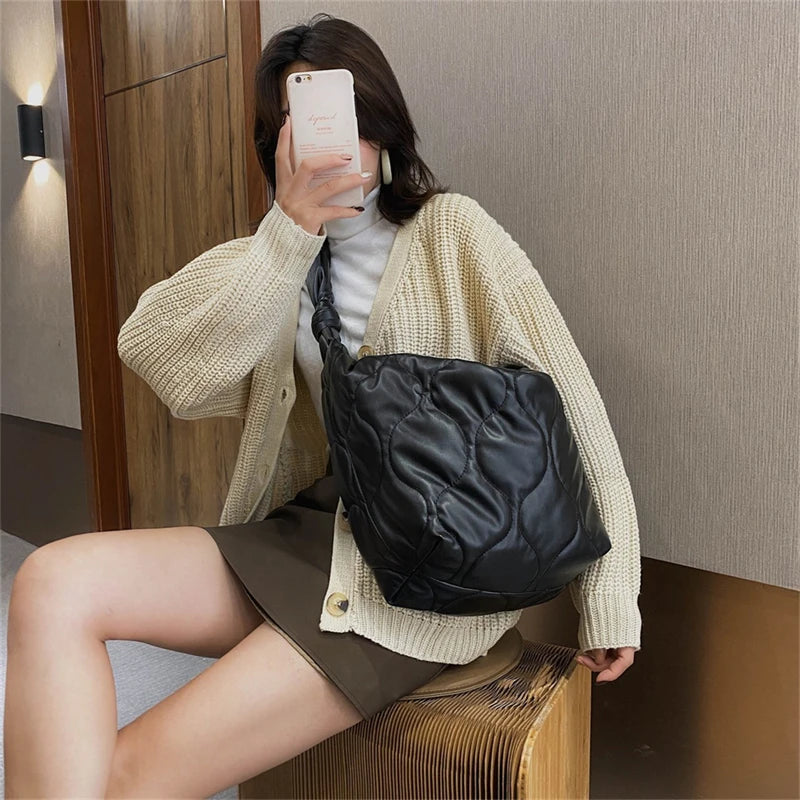 Winter Women Shoulder Bags Down Padded Crossbody Hobo Bag