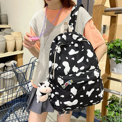 Canvas Cow Pattern Backpack Lightweight Laptop Outdoor Travel Bags