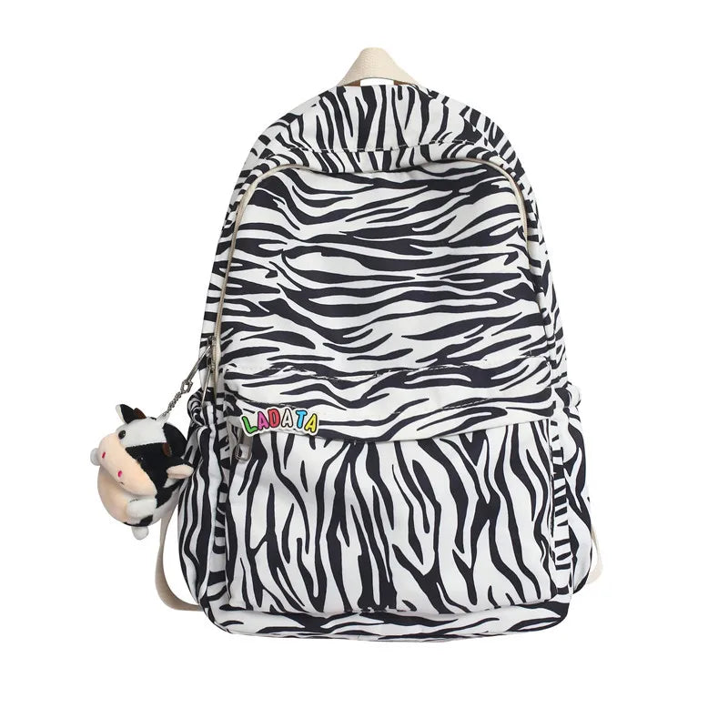 Canvas Cow Pattern Backpack Lightweight Laptop Outdoor Travel Bags