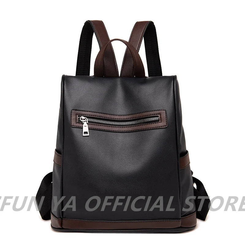 Women Backpack PU Leather Brown Anti-theft Ladies Backpacks School Bag