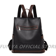 Women Backpack PU Leather Brown Anti-theft Ladies Backpacks School Bag