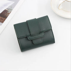 Women Mini Wallet Solid Pumping Belt 3-Fold Short Purse Multi-card Organizer