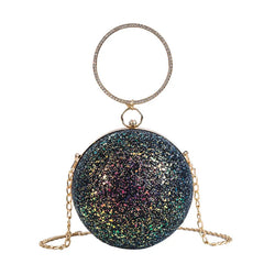 Colorful Crystal Diamonds Round Ball Shaped Clutch Wedding Purse