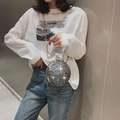 Colorful Crystal Diamonds Round Ball Shaped Clutch Wedding Purse