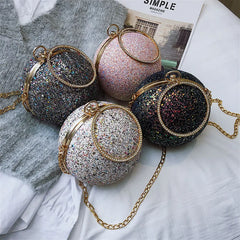 Colorful Crystal Diamonds Round Ball Shaped Clutch Wedding Purse