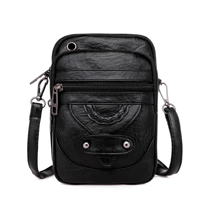Women Shoulder Bags Phone Pack Multi-Compartment PU Leather Cross Body Bag